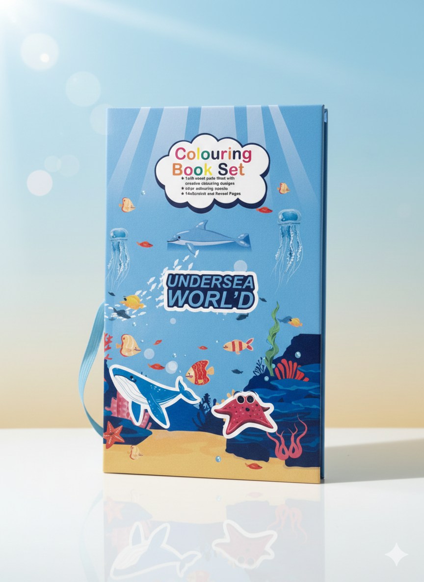 3-in-1 Kids Activity Colouring Book Set - Scratch & Reveal, Colouring Pages & Pencils - Undersea & Space Themes
