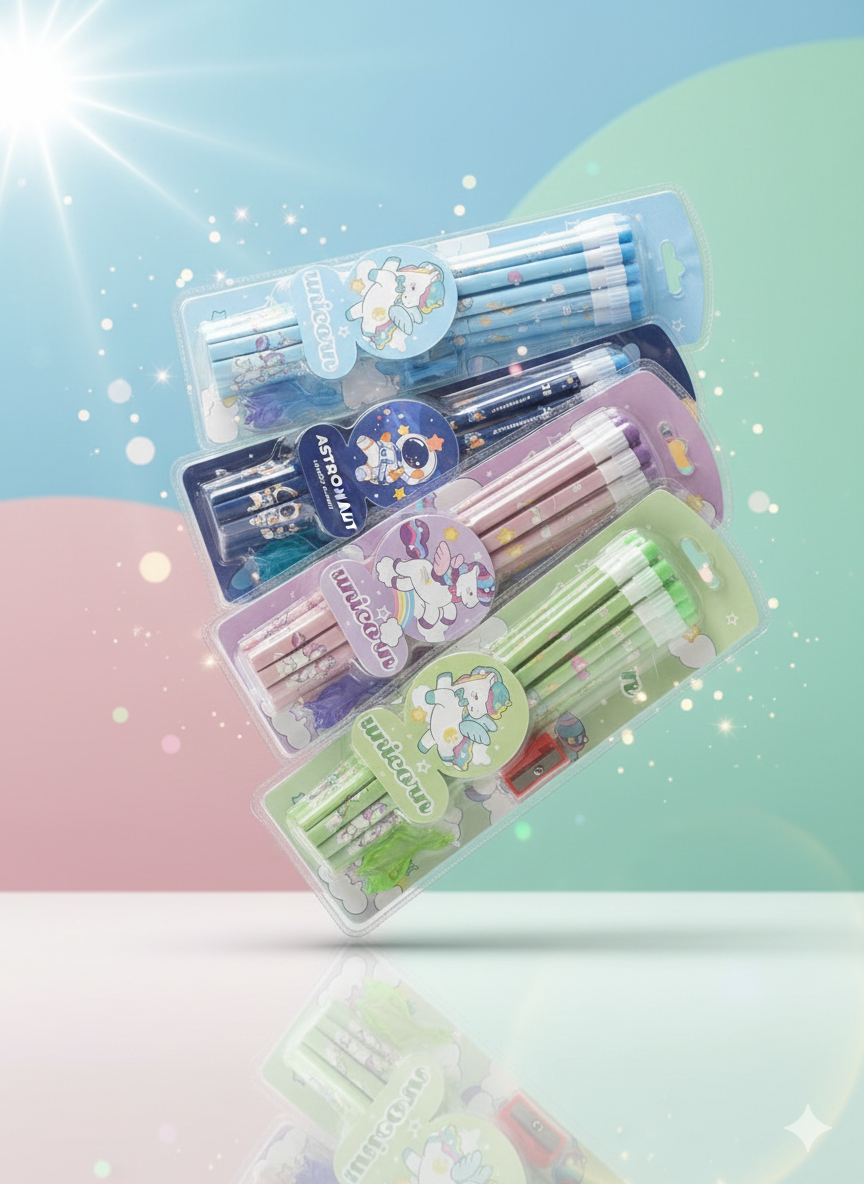 Unicorn: Kids' Magic Unicorn Pencil Set (12-Pack) with Sharpener & Grip